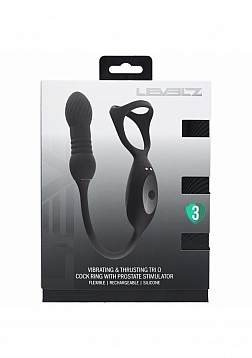 LEVELZ - Vibrating & Thrusting Silicone Tri O Cock Ring with Prostate Stimulator - Black