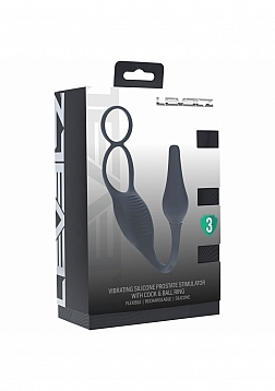 LEVELZ - Vibrating Silicone Prostate Stimulator with Cock & Ball Ring - Black