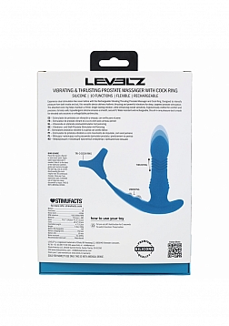 LEVELZ - Vibrating & Thrusting Silicone Prostate Massager with Tri O Cock Ring - Teal