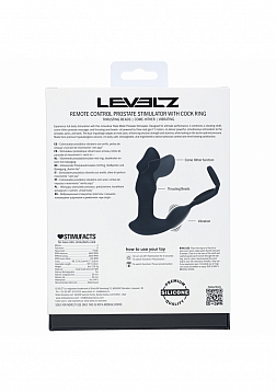 LEVELZ - Remote Control Vibrating, Thrusting & Come-Hither Silicone Prostate Stimulator with Cock Ri