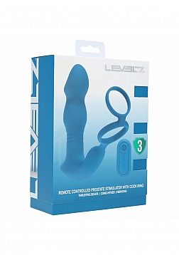 LEVELZ - Remote Control Vibrating, Thrusting & Come-Hither Silicone Prostate Stimulator with Cock Ri