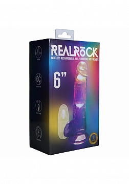RealRock - Wireless Rechargeable - Remote Control - LED - Vibrating - Regular Straight with Balls - 