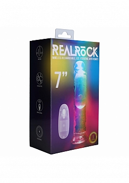 RealRock - Wireless Rechargeable - Remote Control - LED - Vibrating - Regular Straight No Balls - 7\