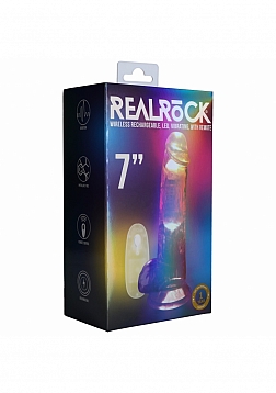 RealRock - Wireless Rechargeable - Remote Control - LED - Vibrating - Regular Straight with Balls - 