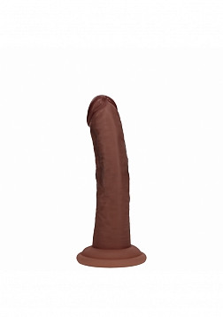 Realrock - Dual Layered - Silicone - Curved Realistic Dildo with Suction Cup - 6" - Brown
