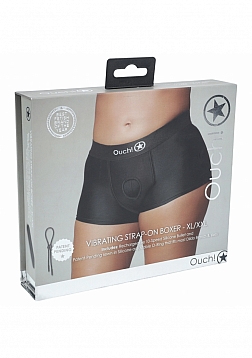 Ouch! - Vibrating Strap-on Boxer - Black - XL/XXL