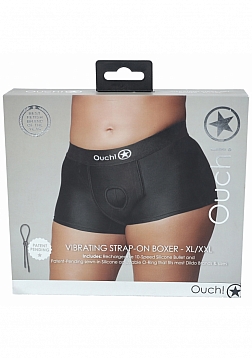 Ouch! - Vibrating Strap-on Boxer - Black - XL/XXL