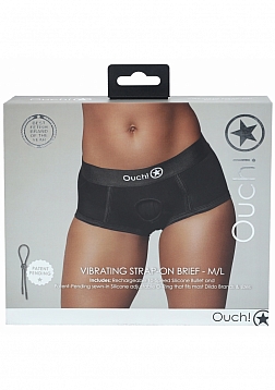 Ouch! - Vibrating Strap-on Brief - Black - M/L