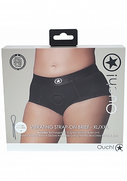 Ouch! - Vibrating Strap-on Brief - Black - XL/XXL