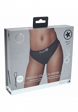 Ouch! - Vibrating Strap-on Hipster - Black - M/L