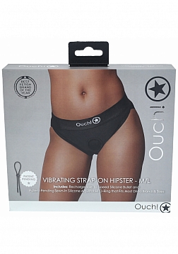Ouch! - Vibrating Strap-on Hipster - Black - M/L