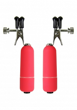 Ouch! - Vibrating Nipple Clamps - Red