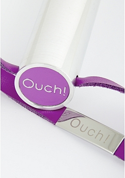 Ouch! - Leather Square Tipped Crop - Purple