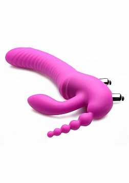 Regal Rider - Triple Vibrating Silicone Strapless Strap-On