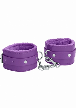 Ouch! - Plush Leather Ankle Cuff - Purple