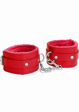 Ouch! - Plush Leather Ankle Cuff - Red
