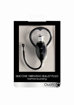 Ouch! - Urethral Sounding Vibrating Bullet Plug-Black