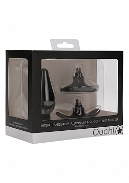 Ouch! - Interchangeable Butt Plug Set-Pointed Large-Black