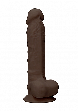 RealRock - Ultra - 8.5"/21.8 cm - Silicone Dildo With Balls - Brown