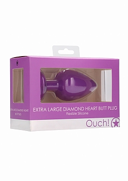 Ouch! - Diamond Heart Butt Plug-Extra Large-Purple