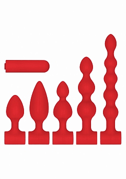 Ouch! - Silicone Rechargeable Anal Set - Red