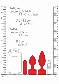 Ouch! - Silicone Rechargeable Anal Set - Red