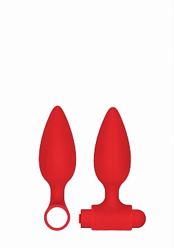 Ouch! - Silicone Rechargeable Anal Set - Red