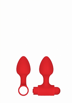 Ouch! - Silicone Rechargeable Anal Set - Red