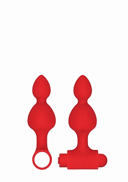 Ouch! - Silicone Rechargeable Anal Set - Red