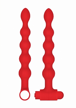 Ouch! - Silicone Rechargeable Anal Set - Red