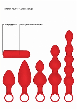 Ouch! - Silicone Rechargeable Anal Set - Red