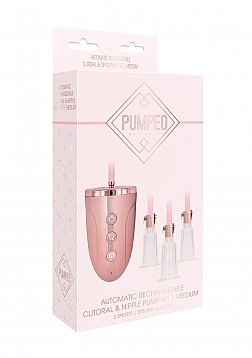 Pumped - Automatic Rechargeable Clitoral & Nipple Pump Set - Medium - Pink