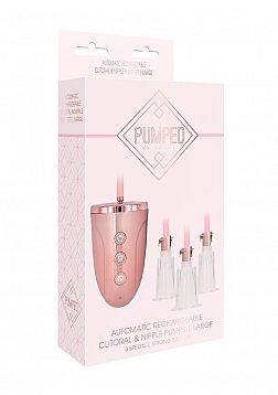 Pumped - Automatic Rechargeable Clitoral & Nipple Pump Set - Large - Pink