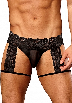 "Scandal Lace" G-String Garter Short - S/M