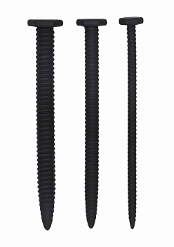Ouch! - Silicone Screw Plug Set Urethral Sounding - Black