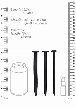 Ouch! - Silicone Screw Plug Set Urethral Sounding - Black