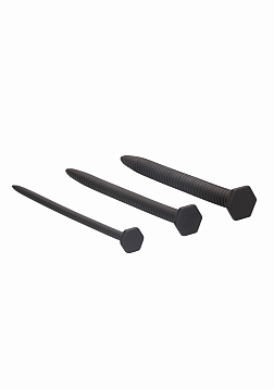 Ouch! - Silicone Screw Plug Set Urethral Sounding - Black