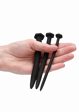 Ouch! - Silicone Screw Plug Set Urethral Sounding - Black