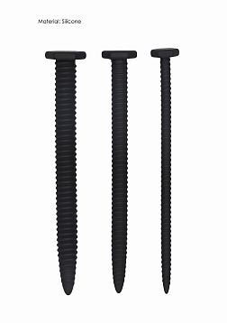 Ouch! - Silicone Screw Plug Set Urethral Sounding - Black