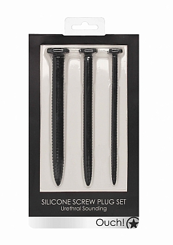 Ouch! - Silicone Screw Plug Set Urethral Sounding - Black